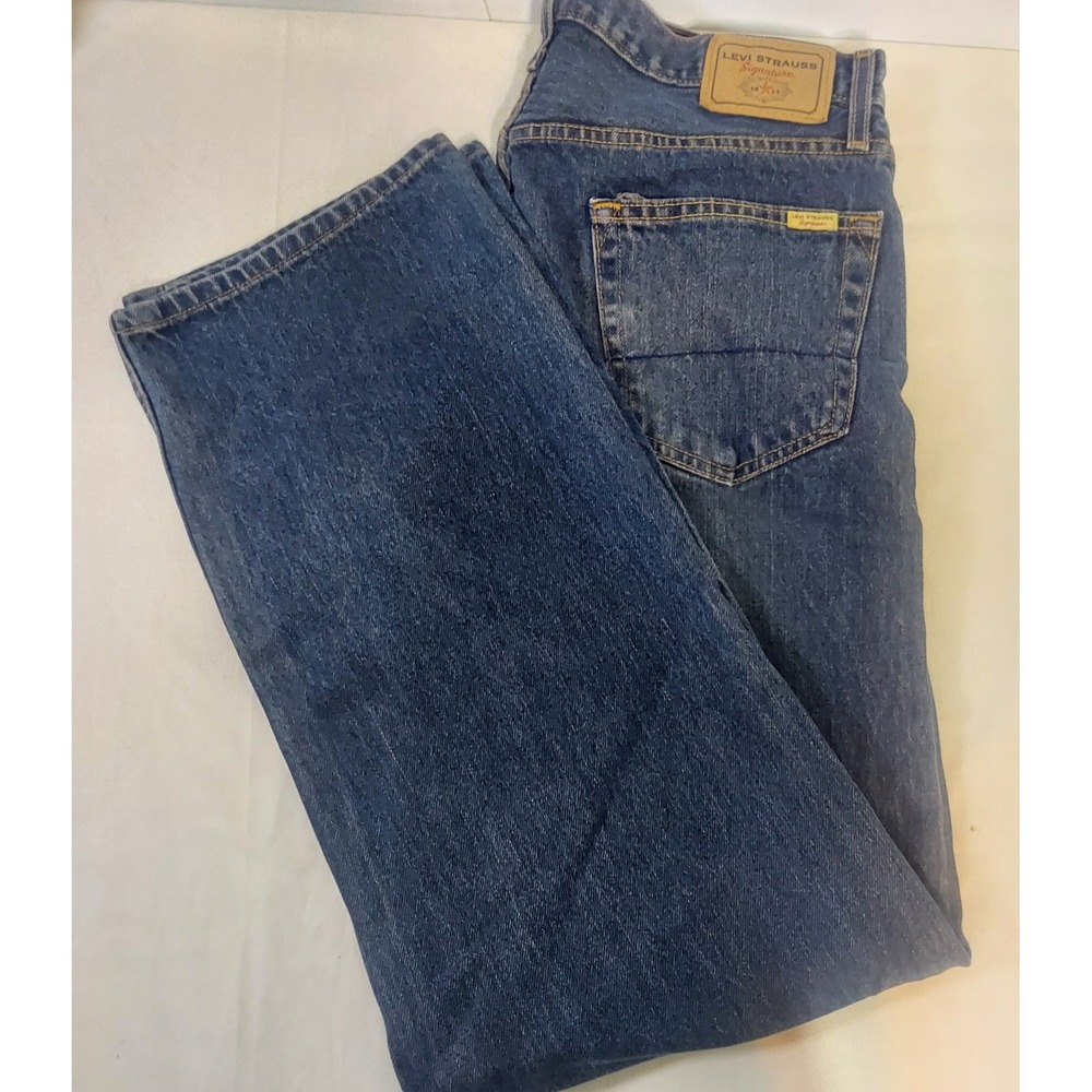Levi Strauss Signature Men Straight Leg‎ Blue Denim Jeans W36 L34 western cowboy